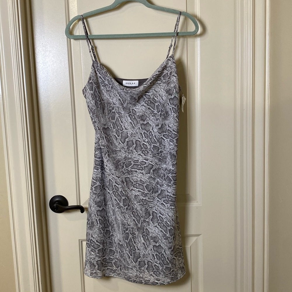 GILLI Medium Snakeskin Spaghetti Strap Mini Dress